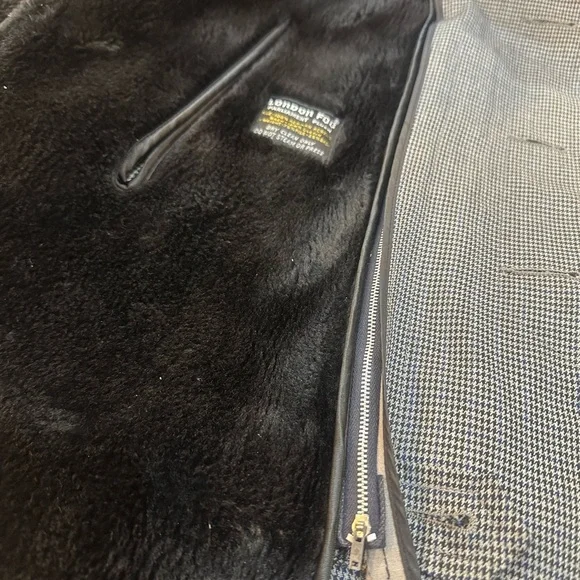 VTG London Fog Maincoat Houndstooth Trench Liner Knee Length USA Size 38R Medium - Picture 9 of 17